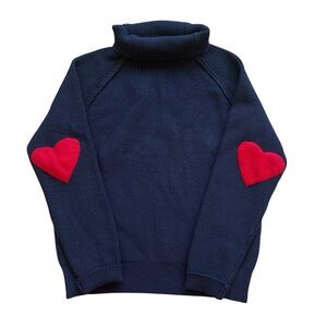 Chicwish Navy Heart Elbow Patch Sweater Turtleneck Parisian Style Knit M Cozy